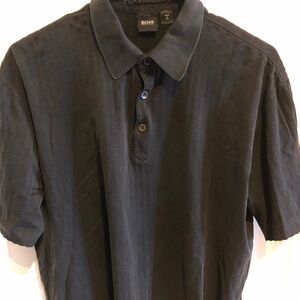 Hugo Boss Polo Shirt Mens Black Large Pullover Golf Casual Cotton Polo Shirt